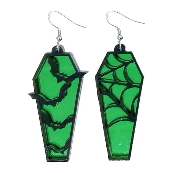 SUSHANG Halloween Earrings Spooktacular Halloween Earrings Unique Acrylic Coffin & Bat Jewelry for Women'S Costume Party