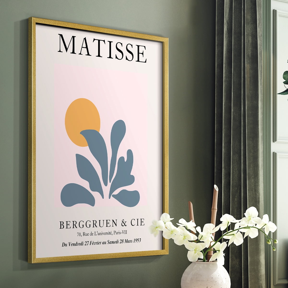 Matisse DVIII Framed Print in Gold Solid Wood Framed Print No Nail Hanging