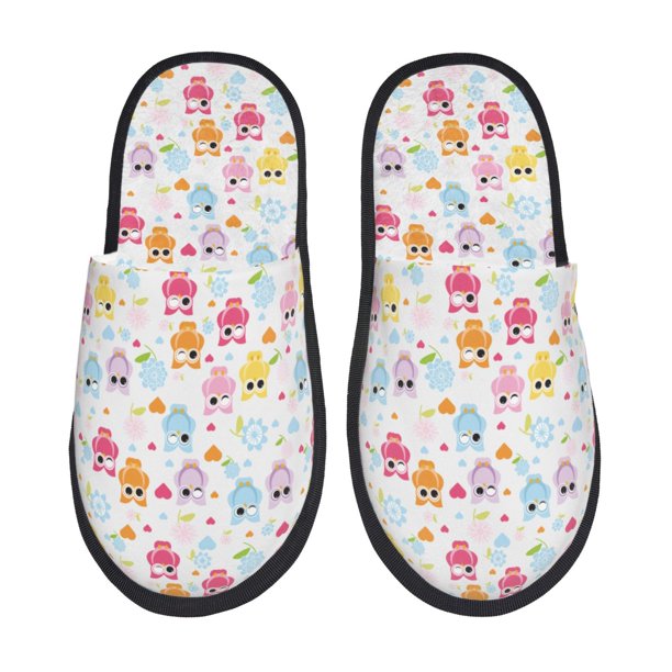 Balery Cute Owl Pantuflas de Casa de Felpa Silenciosas con Diseño Estampado, Zapatillas Cómodas Antideslizantes de Algodón para Interior-Large