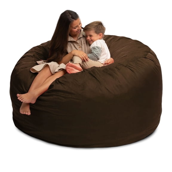 Open Box Ultimate Sack 6000 6-Foot Bean Bag Chair Oversized Foam Lounger, Brown Suede Cover
