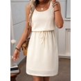 thumbnail image 6 of Women'S Waffle Knit Belted Tank High Waisted Dresses Square Neck Sleeveless Summer Short Dress S, 6 of 9