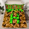 thumbnail image 2 of Manfei Kids Teens Personalized Initial Letter H 3pcs Twin Sheet Sets,Brown Green Twin Fitted Sheet,Construction Game Breathable Flat Sheet,Breathable Home Decor, 2 of 7