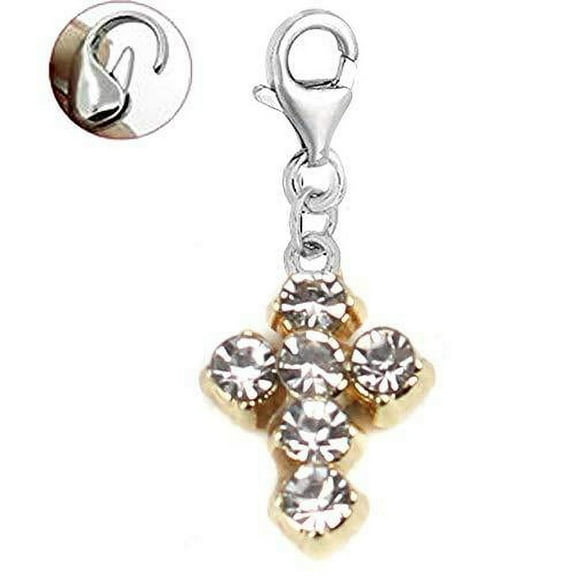 Sexy Sparkles Cross Clip On Charms for Bracelets with Lobster Clasp Dangle Charm