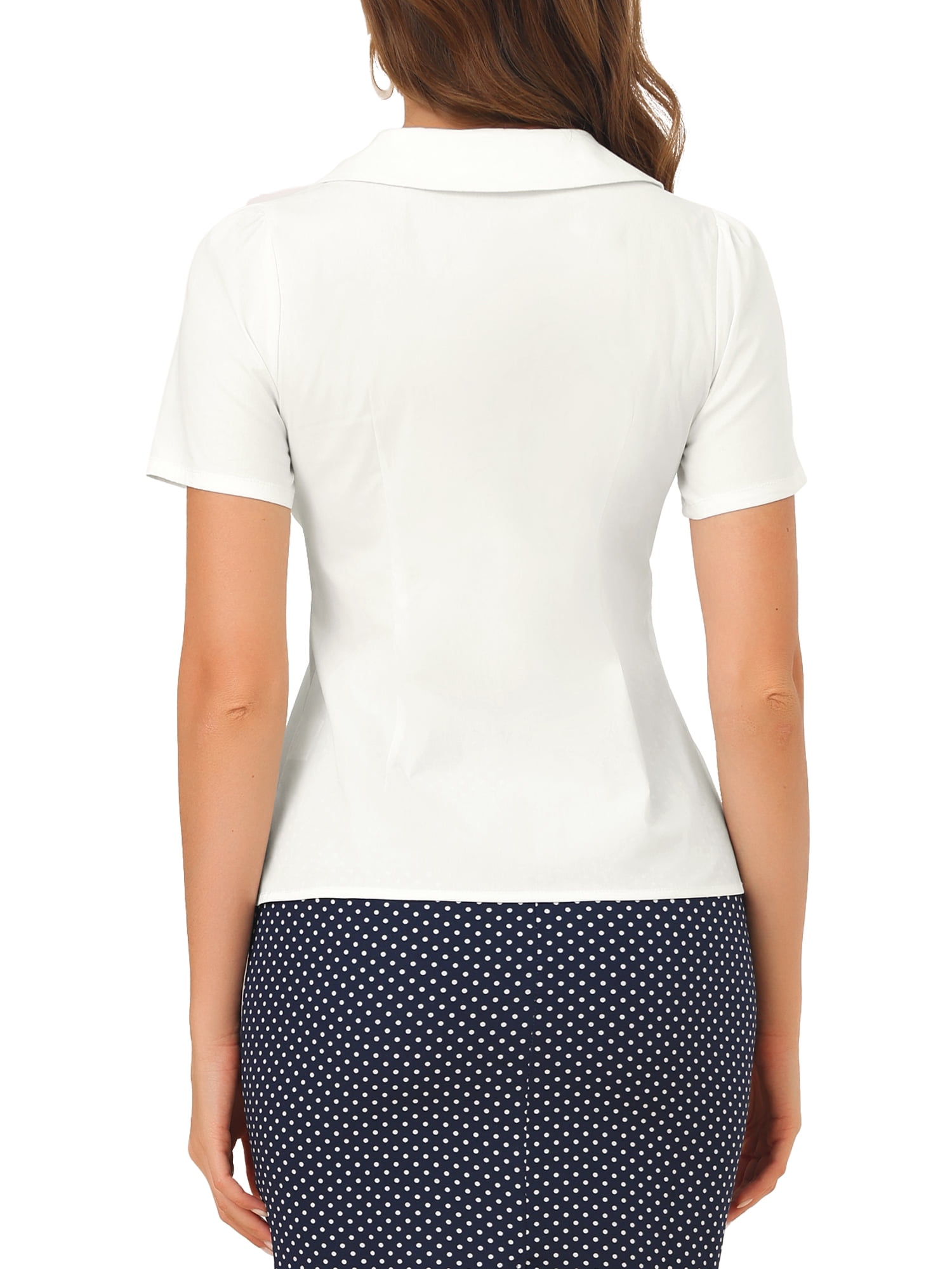 Unique Bargains Women's Peter Pan Collar Career Button Down Shirt
