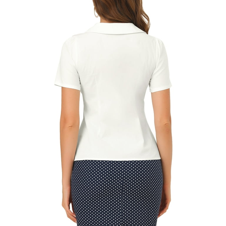 Unique Bargains Junior's Button Down Shirt Peter Pan Collar