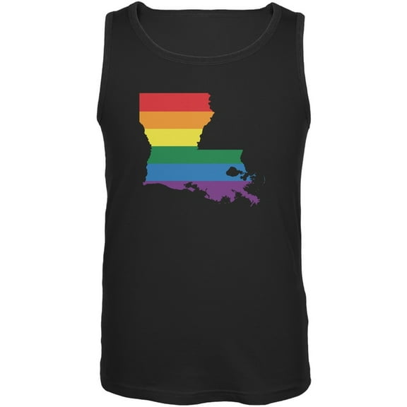 Louisiana LGBT Gay Pride Rainbow Black Adult Tank Top - Medium