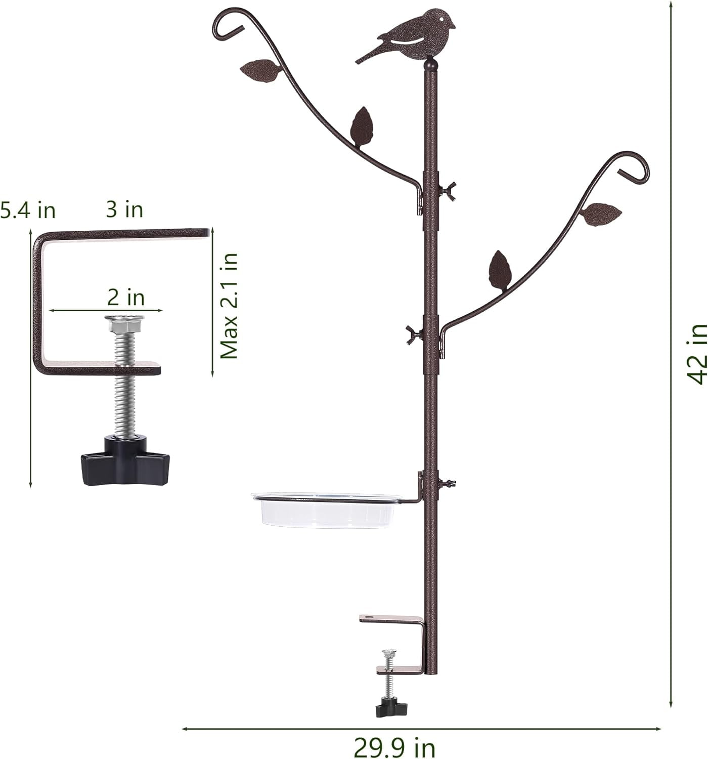 6-Hook Bird Feeding Station Kit Wild Bird Feeder Stand Pole, Multi-Feeder Hanging Kit Stand with Water Bowl