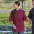 thumbnail image 3 of Uncommon Threads 0415-0309 South Beach Chef Coat Short Sleeve in Burgundy - 5XLarge, 3 of 6