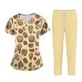 thumbnail image 3 of Minjewel Women's Plus Size Printed V-Neck Scrubs for Women Set with Pockets, Cheerful Animal & Floral Design Scrub Set for Medical Staff,Yellow 3XL, 3 of 5