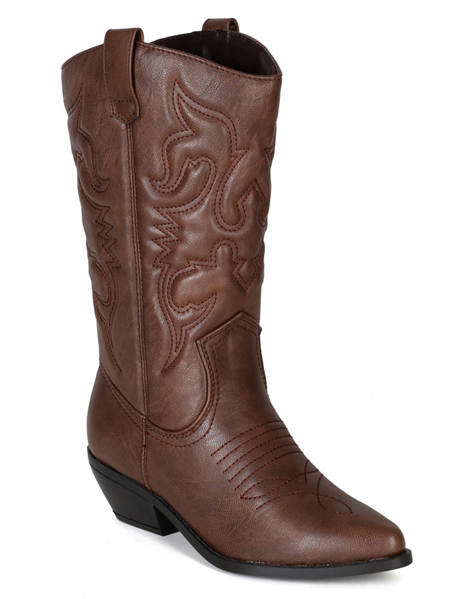 Reno Tan Brwon Soda Cowboy Western Stitched Boots Women Cowgirl Boots Pointy Toe Knee High - image 1 of 3