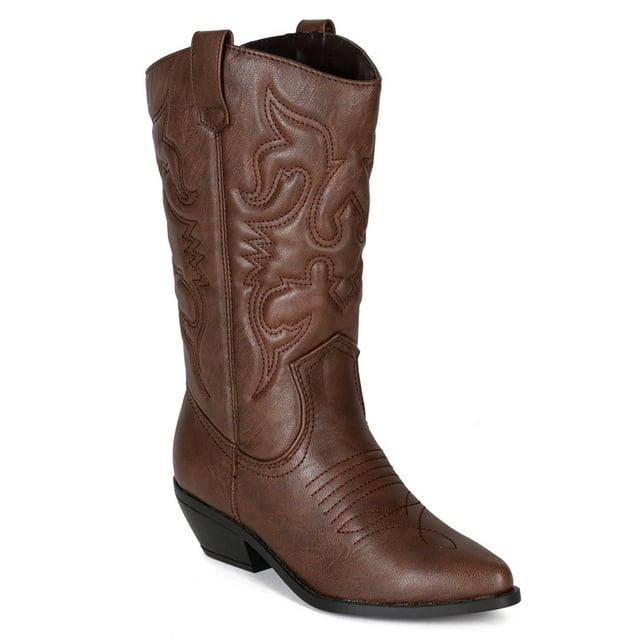 Reno Tan Brwon Soda Cowboy Western Stitched Boots Women Cowgirl Boots Pointy Toe Knee High