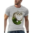 thumbnail image 2 of Cute Cat & Watermelon Print T-shirt Playful Summer Style, 2 of 9
