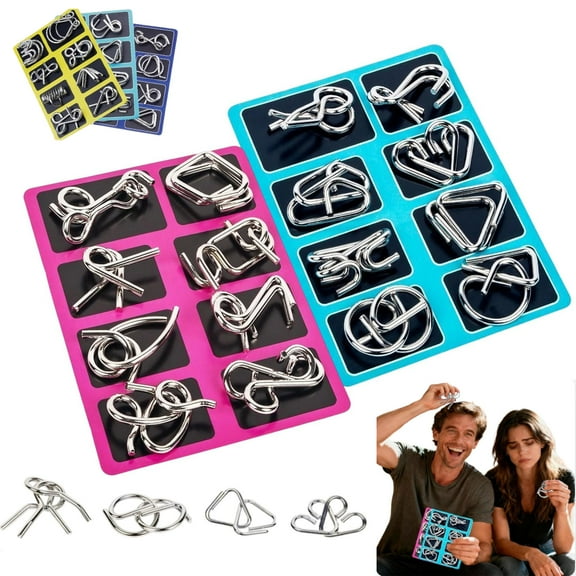 Metal Montessori Puzzle Solving, Metal Wire Puzzle, 3D Brain Teaser Puzzles Ring Educational, Challenge Mind Thinking, Disentanglement Sets for Problem-Solvings Enthusiasts