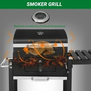Zintown BBQ Charcoal Grill Outdoor Barbecue Pit Smoker with Double Grill,Liftable Charcoal Tray