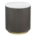 thumbnail image 1 of Coaster Jason Table d'Appoint Ronde en Marbre Blanc avec Dessus, Base de Tambour, Côté, Bout, Couleur Charbon, 1 of 7