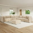 thumbnail image 2 of Vcatnet 130.7'' Modular Sectional Sofa Couch Corduroy L Shaped Oversized Modern Minimalist Couch with Deep Seat and Ottoman for Living Room, 7 Seat, Beige, 2 of 10