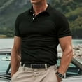 thumbnail image 2 of Chbgutlmr T Shirts for Men Summer Button Lapel Neck Short Sleeve Tops Fitting Casual Solid Color Shirts, 2 of 6
