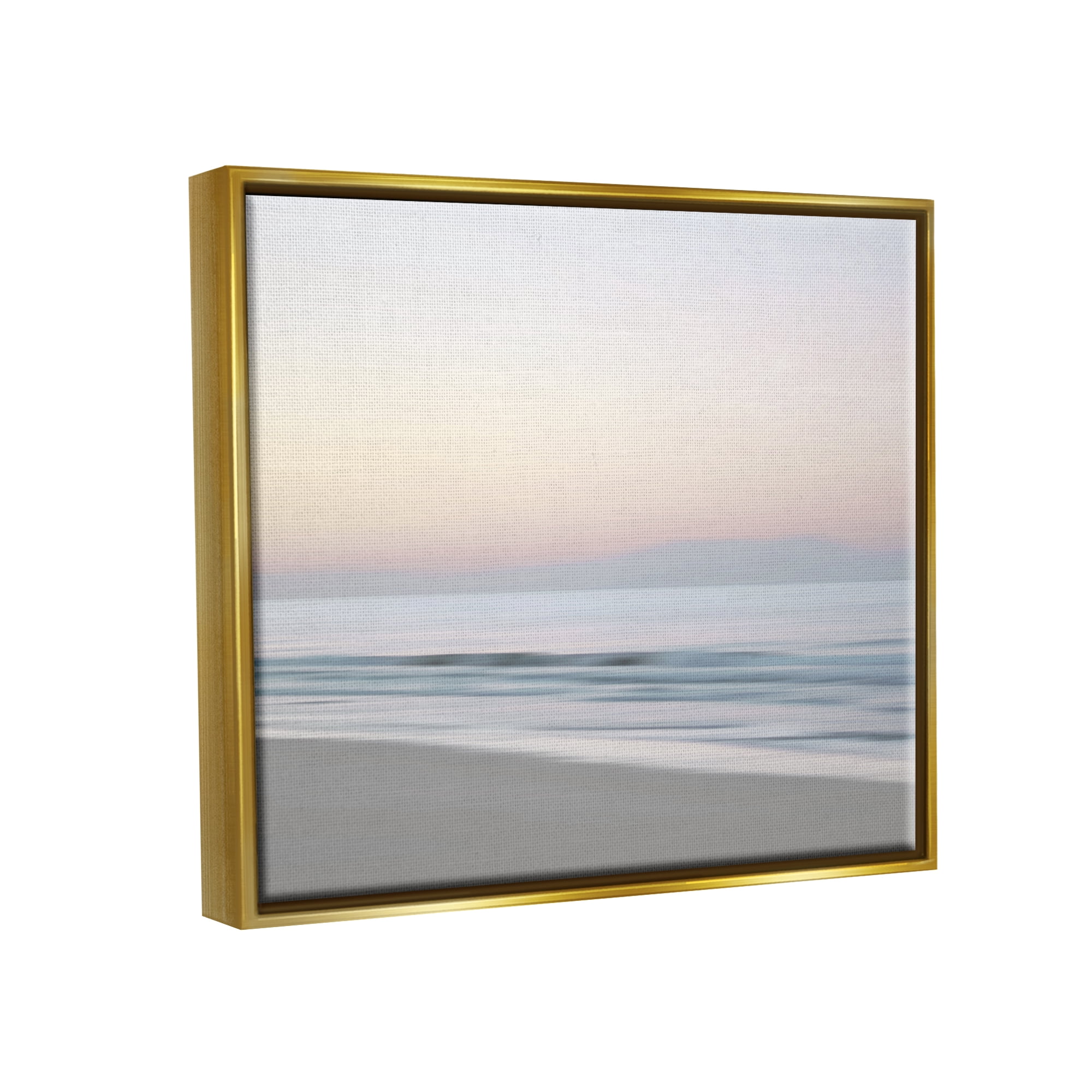 Stupell Industries Beach Shore Sunrise Landscape Painting Gold Floater Framed Canvas Art Print Wall Art, 21 x 17