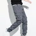 thumbnail image 4 of Men Casual Pants Soft Multi Pockets Elastic Waist Cargo Pants Jogger Trousers Clothes, 4 of 6