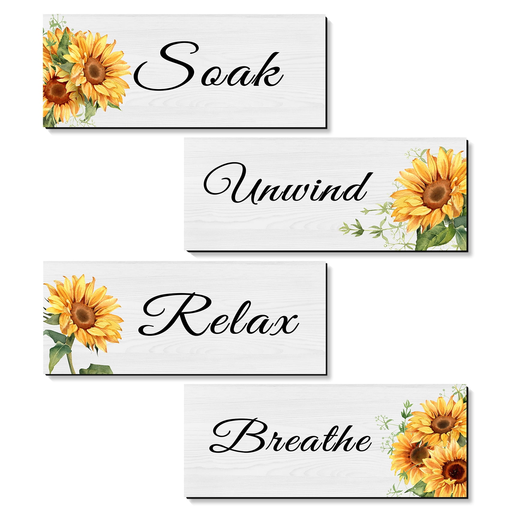 CELIVESGG 4 Pcs Sunflower Bathroom Wall Decor Sunflower Bathroom Wall