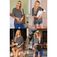 thumbnail image 4 of EKOUAER Maternity Shirts 3 Packs Short Sleeve Womens Oversized Pregnancy Tops Split Side Postpartum Blouse Clothes, 4 of 6