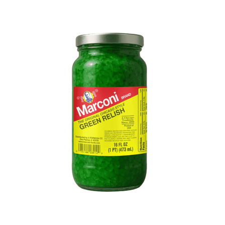 Marconi The Original Chicago Style Green Relish – Sweet Pickle Relish for Hot Dogs, Burgers & Sandwiches – Classic Windy City Flavor – 16 oz Jar