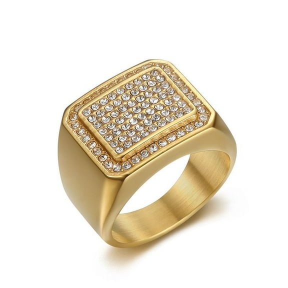 14K Yellow Gold diamond inlaid Persian Zoroastrian men's ring Vacuum full diamond men's ring