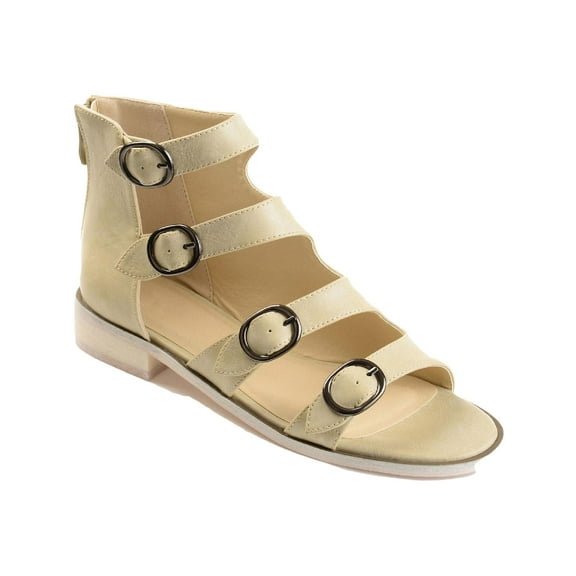 Journee Collection Womens Oakly Faux Leather Flats Gladiator Sandals