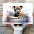 thumbnail image 4 of American Staffordshire Terrier Dog Canvas Bathroom Décor - Unique Bath Wall Decor - Modern Canvas Bathroom Wall Art - Room Decor - Bathroom Decorations - Restroom Sign - Wall decor living room, 4 of 4