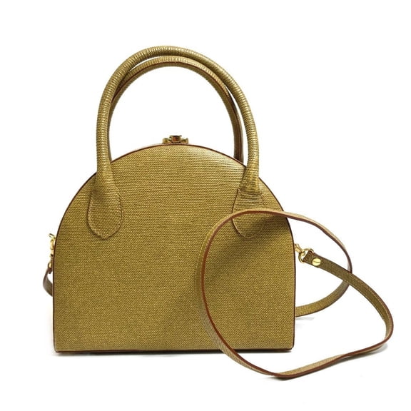 Pre-Owned FENDI semicircular 2-way shoulder bag/handbag in beige leather for women (Good)