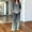 Green, variant on Floleo Women Gradient Two Piece Co Ord Outfits, V Neck Rollable Long Sleeve Blouse Elastic Waist Wide Leg Pants Casual Matching Suit With Side Pockets (Blue,S)