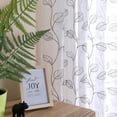 thumbnail image 3 of 2 Panels Sheer Treatment Leaf Embroidered Curtains Rod Pocket for Bedroom, 3 of 15