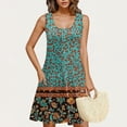 thumbnail image 2 of Vestido Corto de Verano Casual de Moda Impreso Cuello Redondo Bolsillo sin Mangas de las Mujeres, Vestido Casual para Diario, 2 of 9