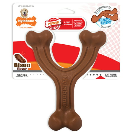 Nylabone Power Chew Bison Wishbone Chew Toy for Aggressive Chewers, (Best Dog Chews For Aggressive Chewers)
