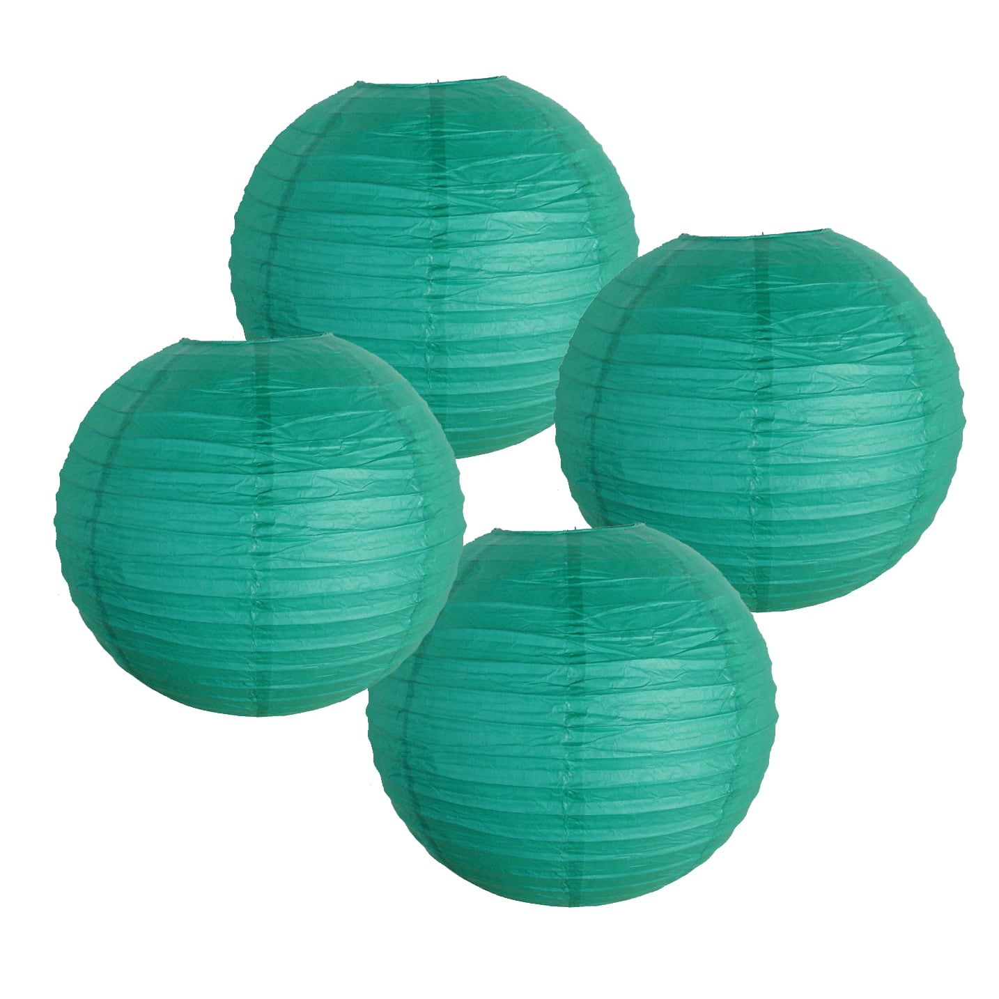 24" Teal Blue Green Paper Lanterns (Set of 4) Decorative Round