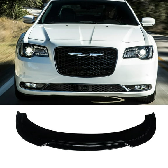 NINTE Front Bumper Lip for Chrysler 300 RT 15-22 Gloss Black Dual-Deck Style 1PCS