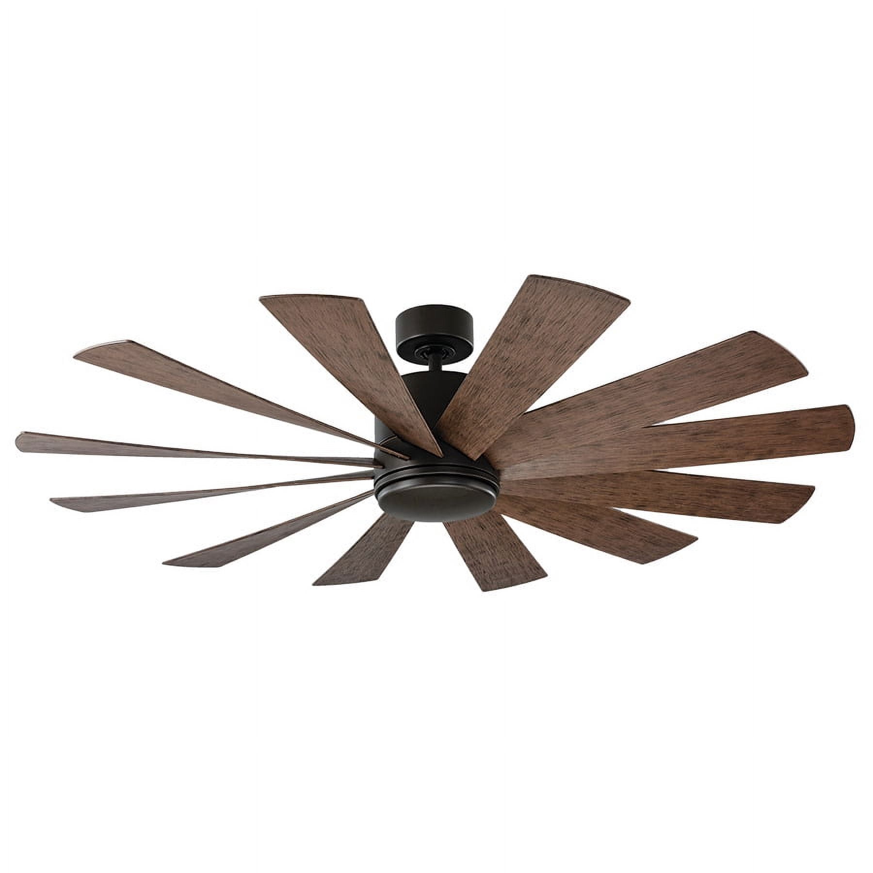 Windflower Indoor and Outdoor 12-Blade Smart Ceiling Fan 60in Graphite Weathered Gray with 3000K LED Light Kit and Wall Control