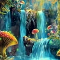 thumbnail image 6 of JRXY Fantasy Forest Waterfall Mushroom Starry Sky Neon Nature Plant Table Cloth White, 6 of 8