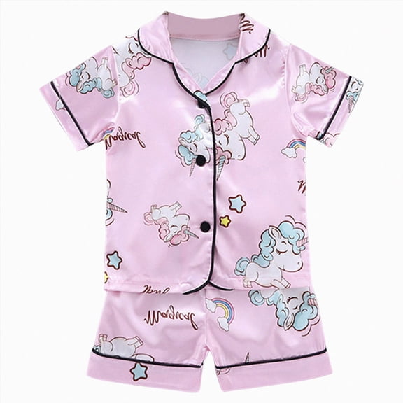 CAUYDY Toddler Baby Cotton Summer Pajamas Set Button Down Short Sleeve Tops Shorts Pjs 2pcs Boy Girl Solid Sleepwear Outfit(L101-Sky Blue,12-18 M)