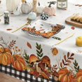 thumbnail image 4 of Fall Tablecloth 70x70 Inch Round, Thanksgiving Autumn Harvest Pumpkin Mushroom Black Buffalo Plaid Table Cover for Party Picnic Dinner Decor, 4 of 6