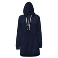 thumbnail image 4 of ZSQDM Solid Warm Zipper Hoodie Sweatshirt Pullover Long Sleeve Pocket Sweatshirt Tops Navy Women Blending Sweatshirt (Xxxl), 4 of 5