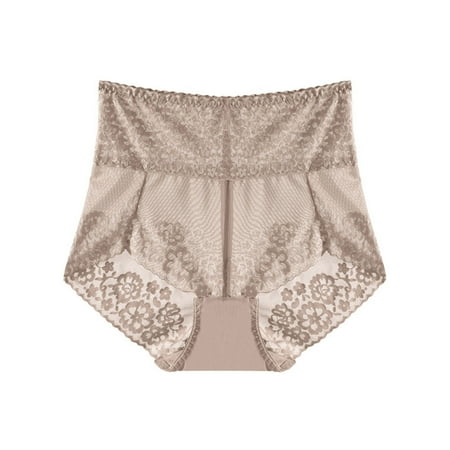 Lace Underwear Briefs for Women 1-Piece High Waist Panty Lightweight Breathable See-Through Panties (XX-Large  Coffee)