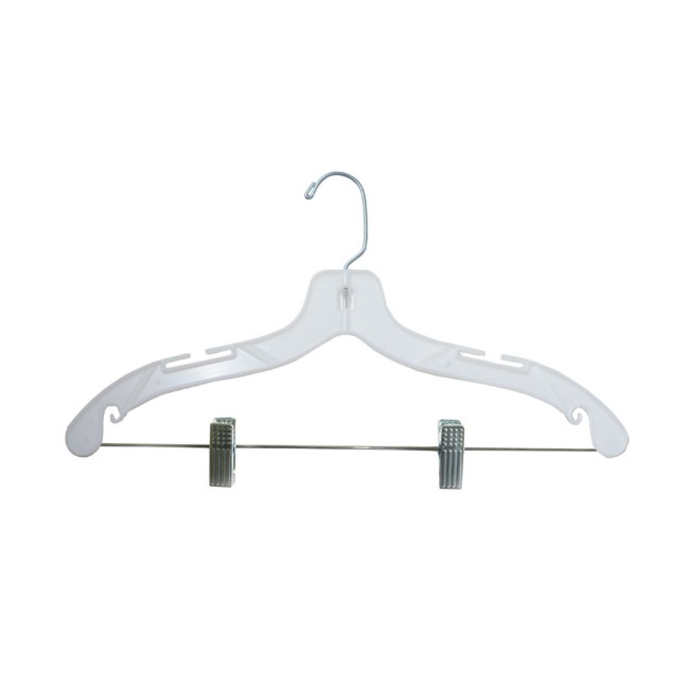 NAHANCO 1500RCHU 17" White Heavy Duty Plastic Suit Hangers with Metal