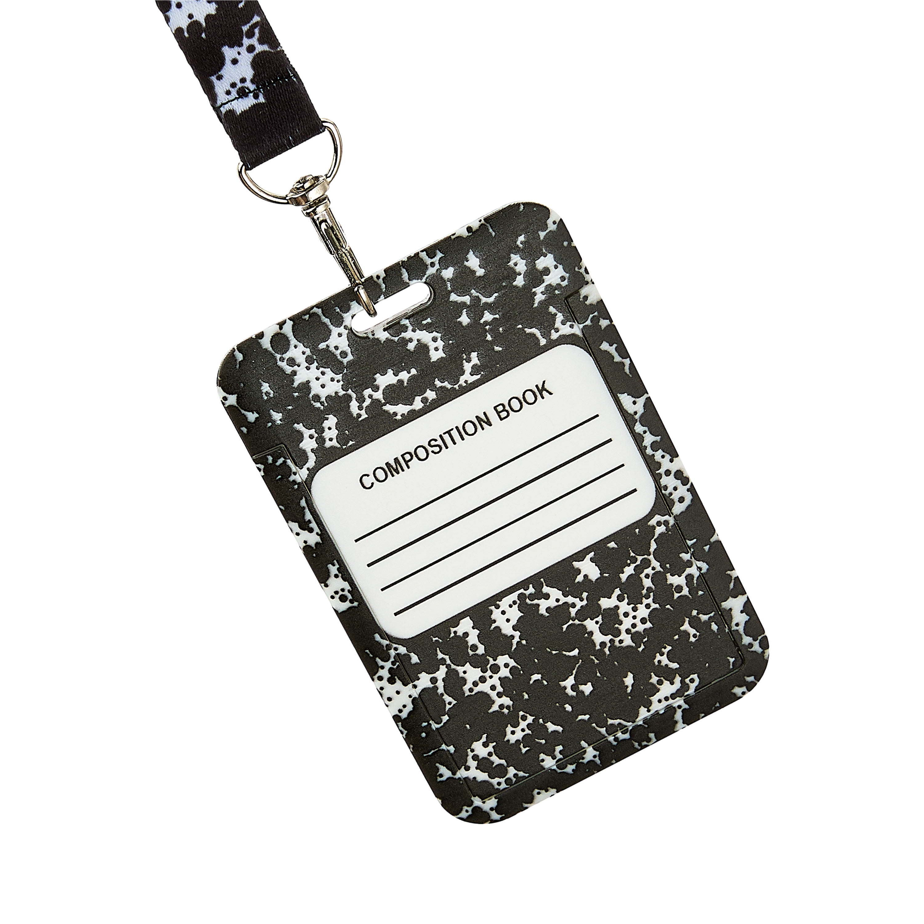 Pen+Gear Marble Composition Badge Holder, Black and White Color, 1 Pack, Clear ID Card Holders with Easy Access, Vertical Plastic Case