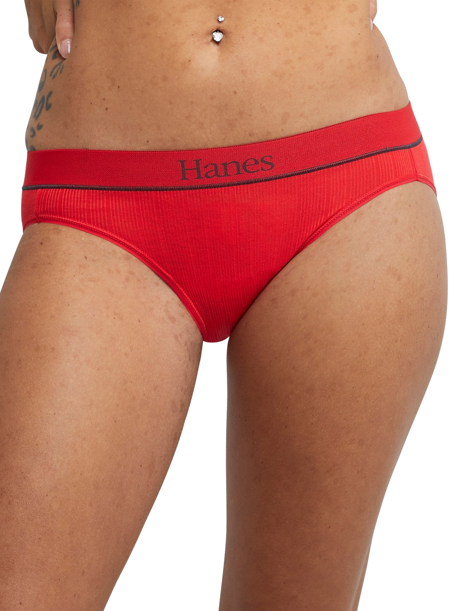 Hanes Originals Women's Bikini Underwear, Soft & Stretchy Ribbed Blend,  3-Pack