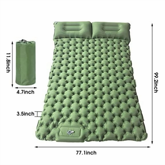 Qivine Double Sleeping Pad for Camping, Ultralight Sleeping Pad for Camping 2 Person, 3.5'' Camping Mattress 2 Person, Outdoor Camping Beds for Adults 2 Person Self Inflating Campi