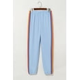 thumbnail image 4 of Casual Light Blue Active Sweatpants featuring Playful Rainbow Side Stripes - [ZhiHiMeRi] | (US 8-10)M, 4 of 11