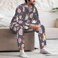 thumbnail image 5 of Mens Pajamas Set, Elegant Cute Corgi Dog Funny Button Down Long Sleeve Loungewear Sleepwear Pjs sets for Men, 5 of 5