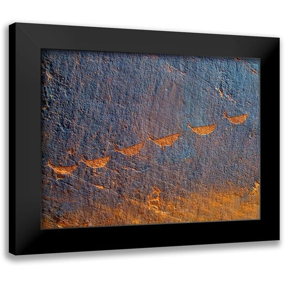 Popcorn 14x12 Black Modern Framed Museum Art Print Titled - Petroglyphs I