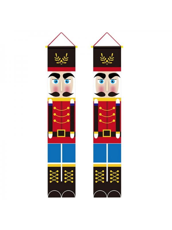 74’’×15’’ Life Size Soldier Model Nutcracker Banners for Front Door Porch Garden Indoor Exterior Kids Party Outdoor Christmas Porch Welcome Sign Yopay 2 Pack Nutcracker Christmas Decorations